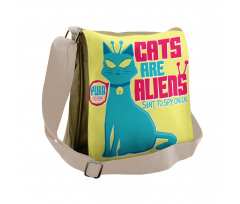 Cats are Aliens Cartoon Messenger Bag