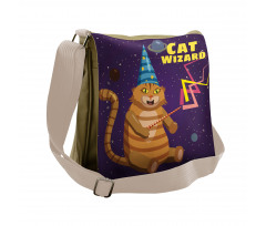 Cat Wizard Funny Cartoon Messenger Bag