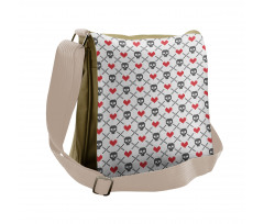 Skulls Red Hearts Messenger Bag