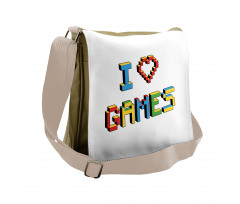 Love Video Games Pixel Art Messenger Bag