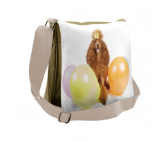 Funny Dog Partying Balloons Messenger Bag