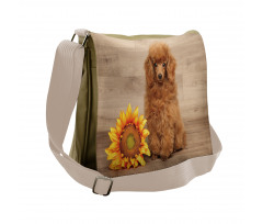 Sunflower on Wooden Backdrop Messenger Bag