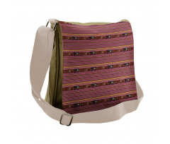 Folk Motifs Stripes Messenger Bag