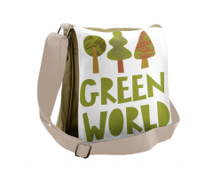 Green World Typography Messenger Bag