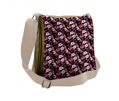 Vintage Exotic Flowers Messenger Bag