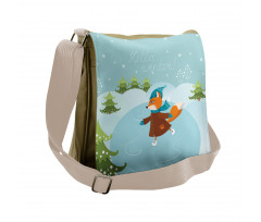 Fox and Hello Winter Messenger Bag