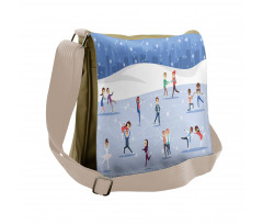 People on the Ice Rink Messenger Bag