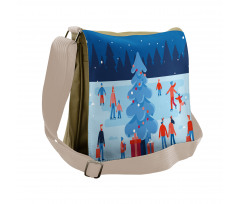 Christmas Scene Night Messenger Bag