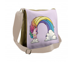 Funny Unicorn Colorful Mane Messenger Bag