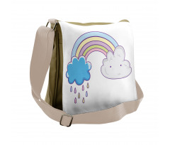 Raining Clouds Cartoon Art Messenger Bag