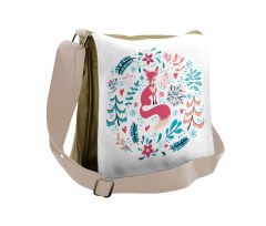 Fox Flowers and Floral Items Messenger Bag