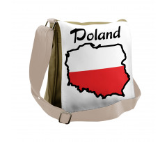 Map and Flag Illustration Messenger Bag