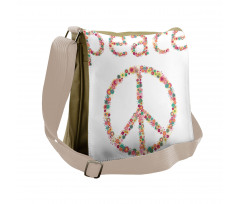 Peace Sign with Flower Messenger Bag