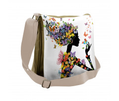 Flowers with Butterfly Messenger Bag