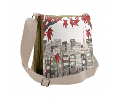 Japanese City Art Panorama Messenger Bag