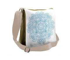 Monotone Floral Round Messenger Bag