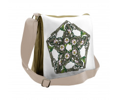 Skeleton Bones and Flowers Messenger Bag