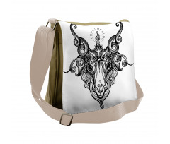 Satanic Goat Head Sketch Messenger Bag