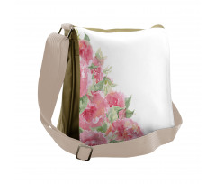 Watercolor Flower Leaves Art Messenger Bag