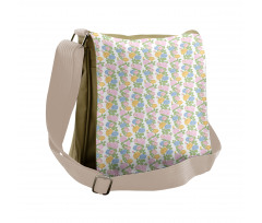 Pastel Tones Blossom Flowers Messenger Bag