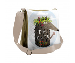 Funny Animal with Berries Messenger Bag