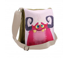 Happy Monster with Horns Messenger Bag