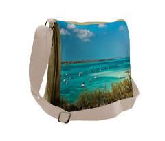 Anchored Boats in Sea Messenger Bag