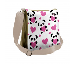 Love Pandas Hearts Messenger Bag