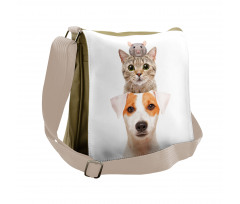 Funny Pets Portrait Design Messenger Bag