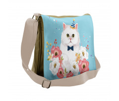 Graphical Fluffy Kitten Party Messenger Bag