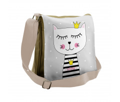 Meow Princess with a Crown Messenger Bag