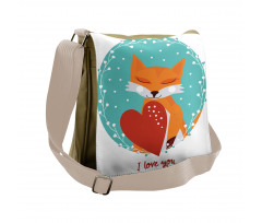 Romantic Theme Fox Heart Messenger Bag