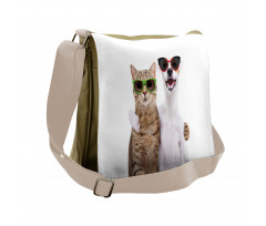 Cat and Dog in Sunglasses Messenger Bag