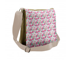 Watercolor Look Flower Messenger Bag