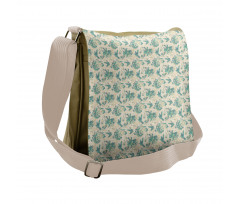 Grunge Bird and Leaves Messenger Bag