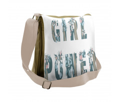 Girl Power Floral Art Messenger Bag