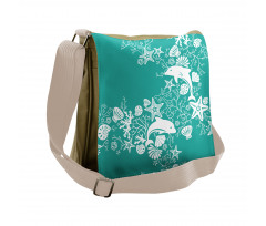 Dolphins and Flowers Messenger Bag
