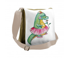 Watercolor Style Female Messenger Bag