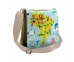 Brasil Map Symbolic Items Messenger Bag