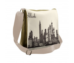 Grunge City Skyline Vintage Messenger Bag