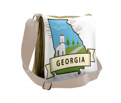 Digital Geometric Map Scene Messenger Bag