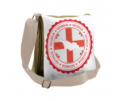 Vintage-Themed Map and Flag Messenger Bag