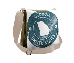 Map of Georgia Round Emblem Messenger Bag