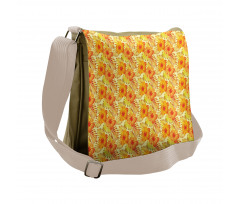 Exotic Flowers Palm Leaf Messenger Bag