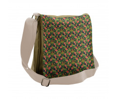 Banana Leaves Strawberry Messenger Bag