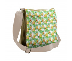 Equatorial Floral Leaves Messenger Bag