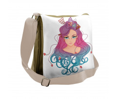 Colorful Hair Girl Messenger Bag