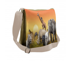 Wildlife Animals at Sunset Messenger Bag