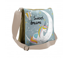 Unicorn on Crescent Messenger Bag