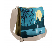 Night Landscape Moon Messenger Bag